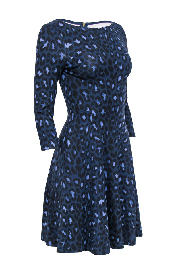 Current Boutique-Kate Spade - Navy Leopard Print Long Sleeve Dress Sz 0