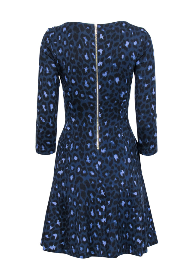 Current Boutique-Kate Spade - Navy Leopard Print Long Sleeve Dress Sz 0