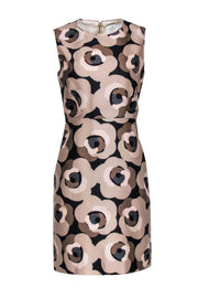 Current Boutique-Kate Spade - Beige & Black Abstract Floral Print Sheath Dress Sz 6