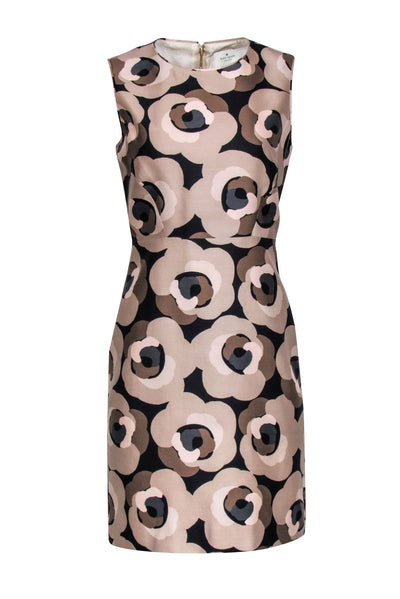 Current Boutique-Kate Spade - Beige & Black Abstract Floral Print Sheath Dress Sz 6
