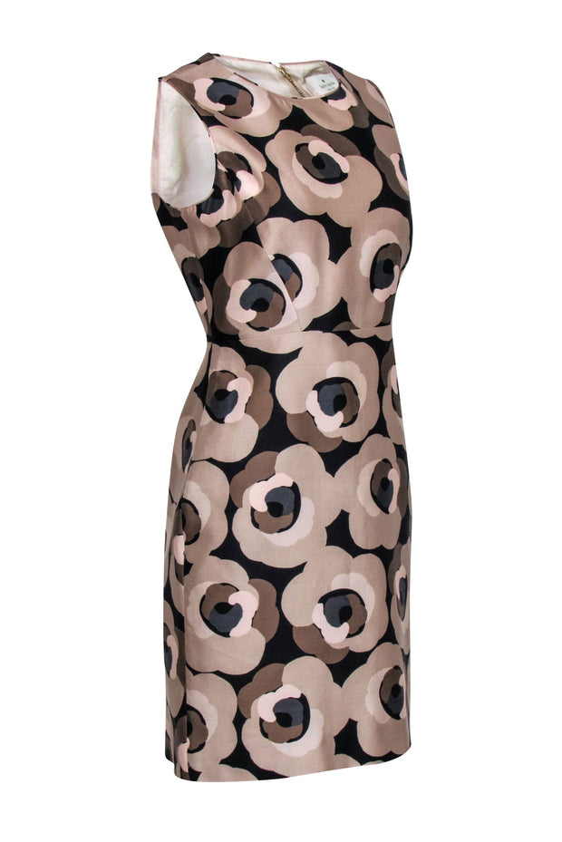 Current Boutique-Kate Spade - Beige & Black Abstract Floral Print Sheath Dress Sz 6