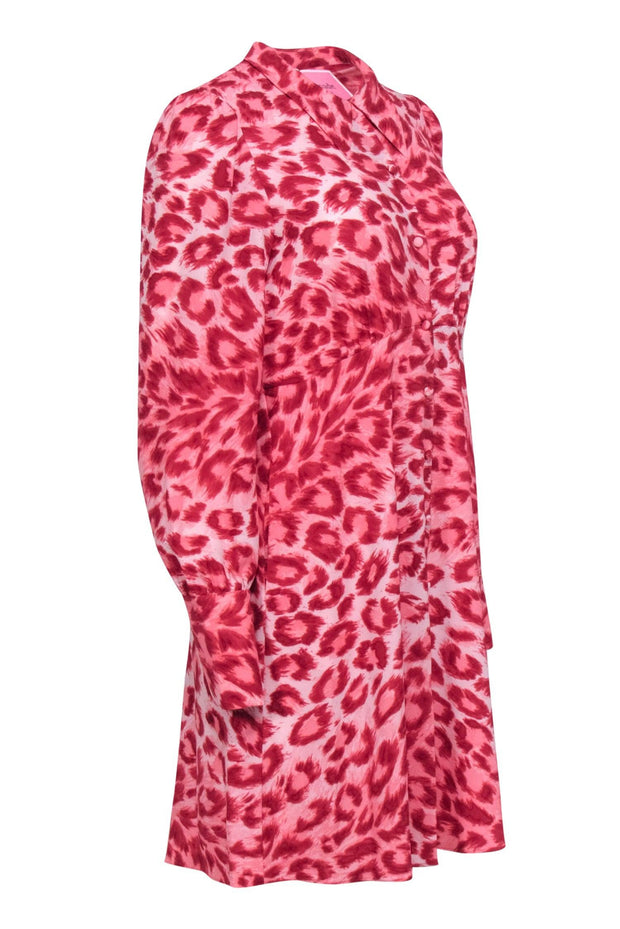 Current Boutique-Kate Spade - Pink & Red Leopard Print "Panthera" Shirt Dress Sz 8