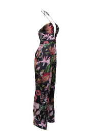 Current Boutique-Katie May - Black w/ Pink Floral Sprint Halter Jumpsuit Sz M