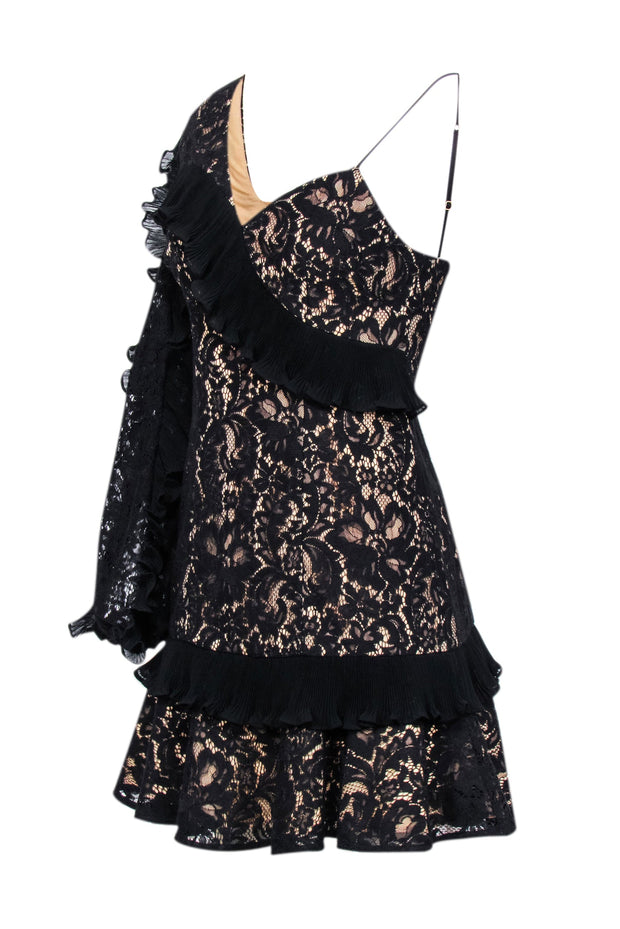 Current Boutique-Keepsake - Black Lace Ruffle Sleeve Dress Sz XS