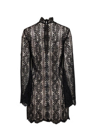 Current Boutique-Keepsake - Black Lace Long Sleeve Shift Dress w/ Beige Lining Sz M