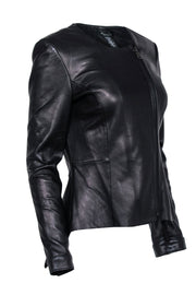 Current Boutique-Kenneth Cole - Black Leather w/ Snake Skin Detail Moto Jacket Sz S