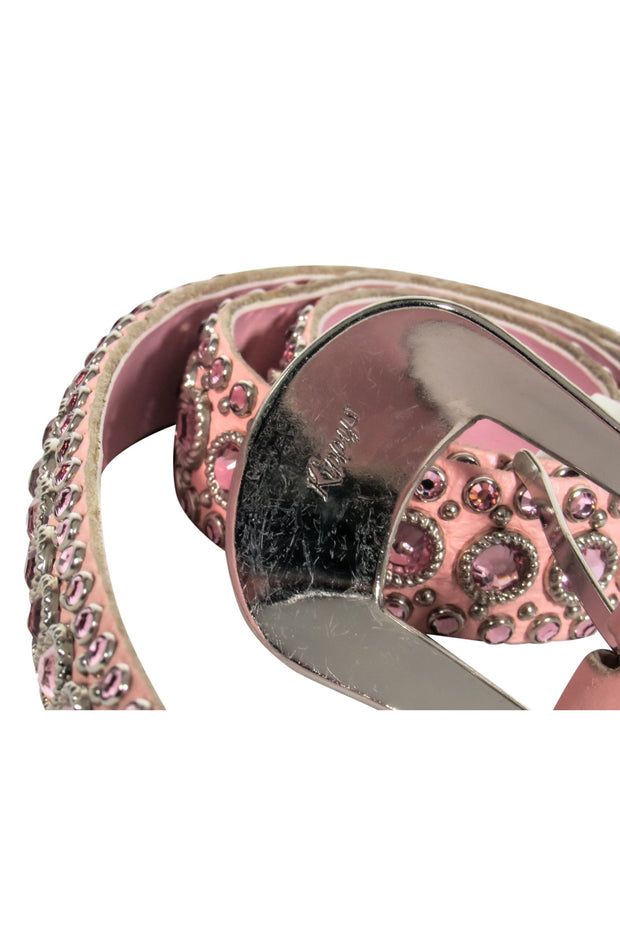 Current Boutique-Kippys - Pink Leather Rhinestone Belt Sz 32