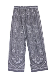 Current Boutique-Kobi Halperin - Grey & White Paisley Print Wide Leg Pants Sz M