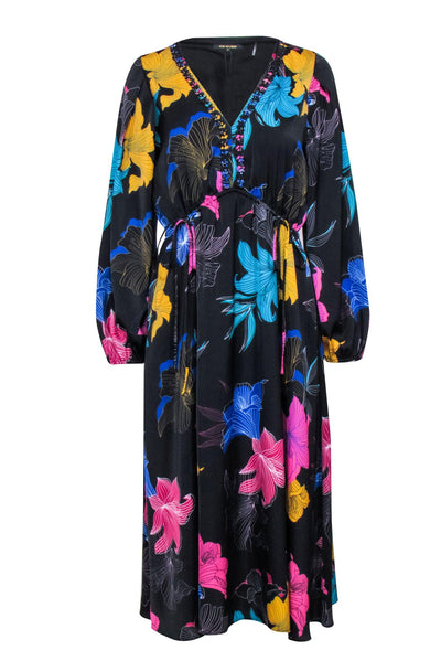 Current Boutique-Kobi Halperin - Black & Multicolor Floral Maxi Dress Sz S