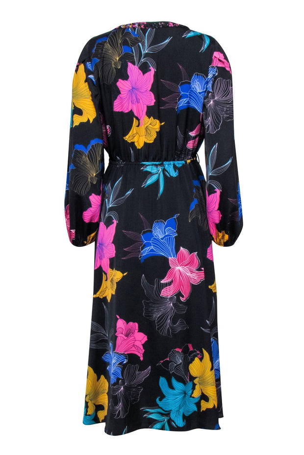 Current Boutique-Kobi Halperin - Black & Multicolor Floral Maxi Dress Sz S