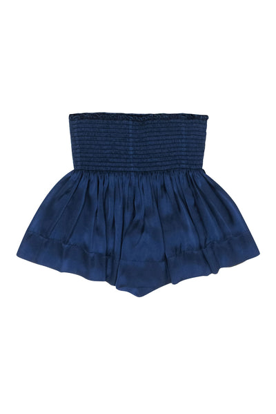 Current Boutique-Koch - Navy Satin Smocked Waist Short Sz S