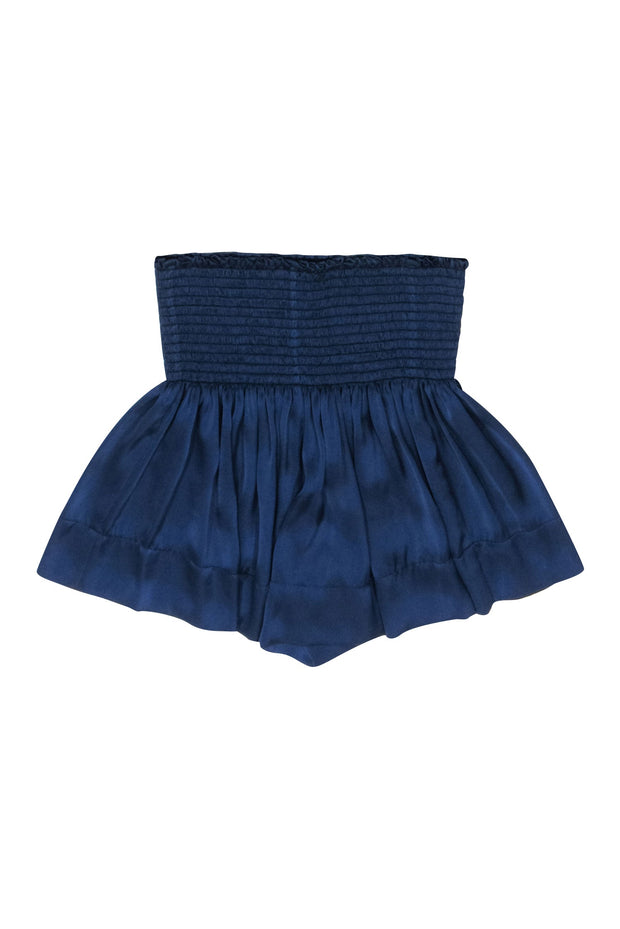 Current Boutique-Koch - Navy Satin Smocked Waist Short Sz S