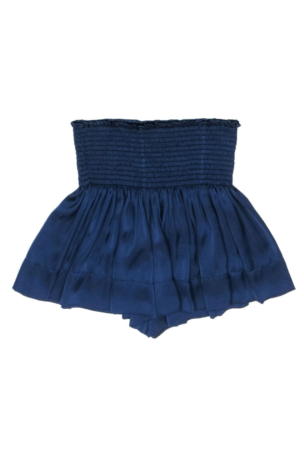 Current Boutique-Koch - Navy Satin Smocked Waist Short Sz S