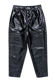Current Boutique-L'Acadamie - Black Faux Patent Leather Crinkle Pants Sz L