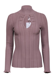 Current Boutique-L'Academie - Beige Ribbed Long Sleeve Key Hole Top Sz L