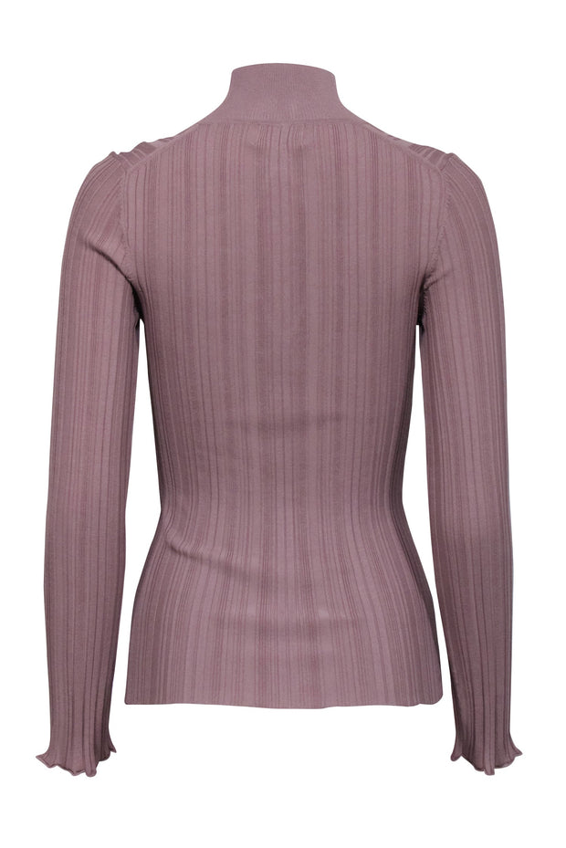 Current Boutique-L'Academie - Beige Ribbed Long Sleeve Key Hole Top Sz L