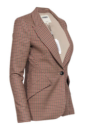 Current Boutique-L'Agence - Beige, Brown, & Red Hounds-Tooth Blazer Sz 0