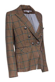 Current Boutique-Veronica Beard - Beige, Maroon, and Green Plaid Blazer Sz 10