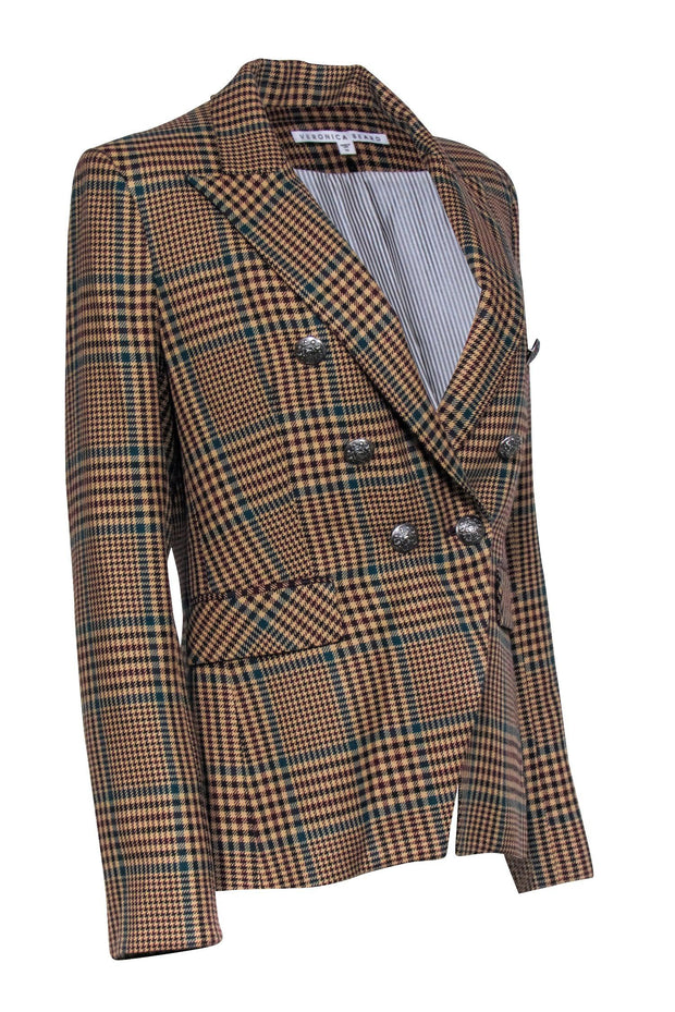 Current Boutique-Veronica Beard - Beige, Maroon, and Green Plaid Blazer Sz 10