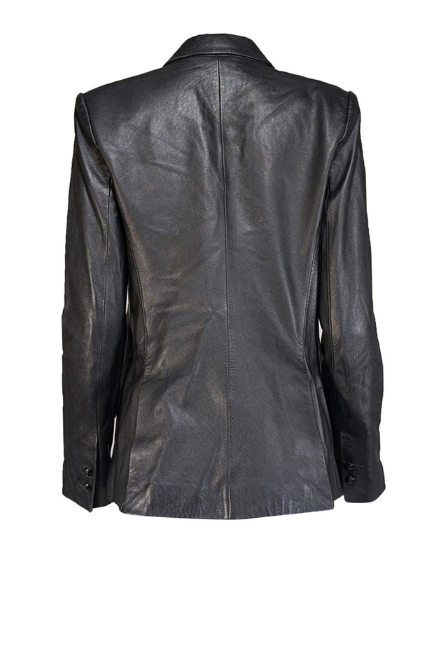 L'Agence - Black Lamb Leather Blazer Sz 8 - Current Boutique
