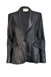 L'Agence - Black Lamb Leather Blazer Sz 8 - Current Boutique