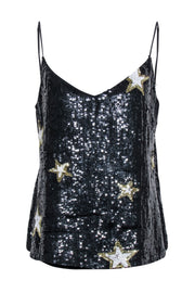 Current Boutique-L'Agence - Black Sequin Star Print Tank Sz L