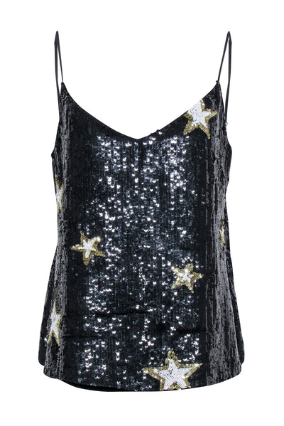 Current Boutique-L'Agence - Black Sequin Star Print Tank Sz L