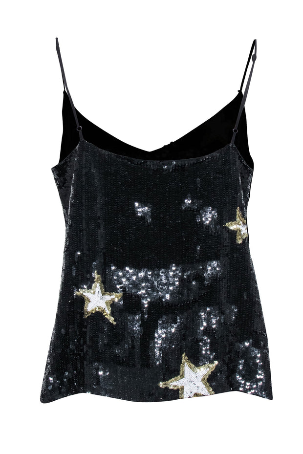 Current Boutique-L'Agence - Black Sequin Star Print Tank Sz L