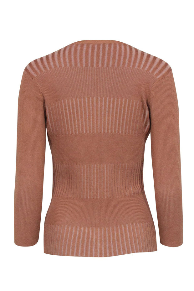 Current Boutique-L'Agence - Tan Ribbed Cardigan Sz S