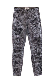 Current Boutique-L'Agence - Olive & Silver Print Wax Coated Skinny Pants Sz 0