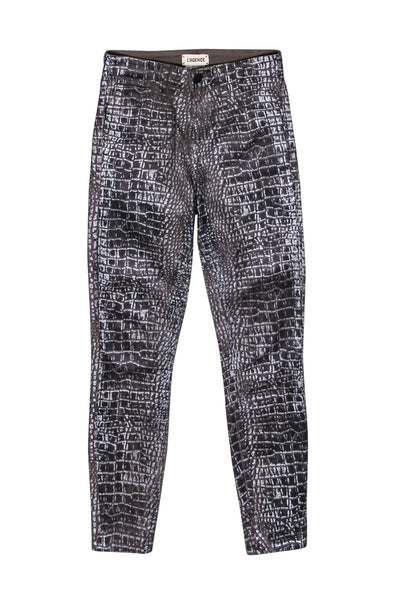 Current Boutique-L'Agence - Olive & Silver Print Wax Coated Skinny Pants Sz 0