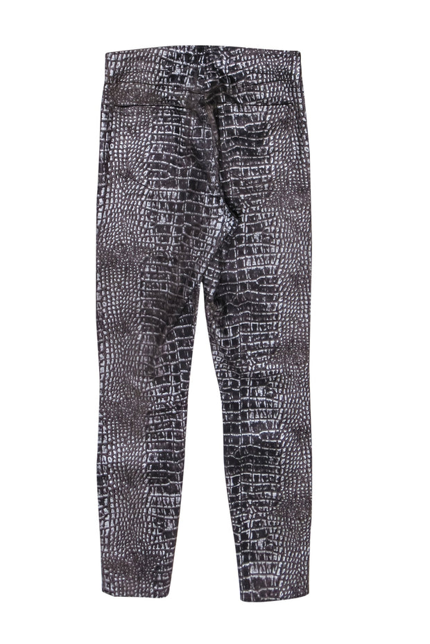 Current Boutique-L'Agence - Olive & Silver Print Wax Coated Skinny Pants Sz 0