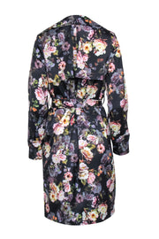 Current Boutique-L'Agence - Black Multicolor Floral Print "Atticus" Trench Coat Sz XS