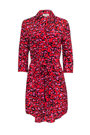 Current Boutique-L'Agence - Red Leopard Print "Stella" Silk Dress Sz S