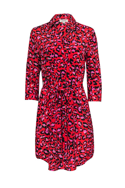 Current Boutique-L'Agence - Red Leopard Print "Stella" Silk Dress Sz S