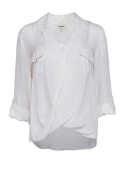 Current Boutique-L'Agence - Ivory Silk Faux Wrap Blouse Sz M