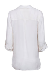 Current Boutique-L'Agence - Ivory Silk Faux Wrap Blouse Sz M