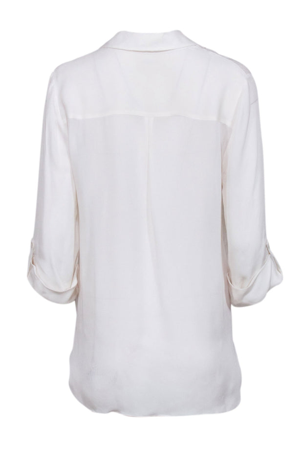 Current Boutique-L'Agence - Ivory Silk Faux Wrap Blouse Sz M