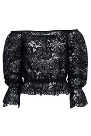 Current Boutique-L'Agence - Black Lace Off-the-Shoulder "Iggy" Top Sz S