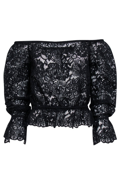 Current Boutique-L'Agence - Black Lace Off-the-Shoulder "Iggy" Top Sz S