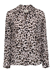 Current Boutique-L'Agence - Beige & Brown Leopard Print Button Up Blouse Sz S