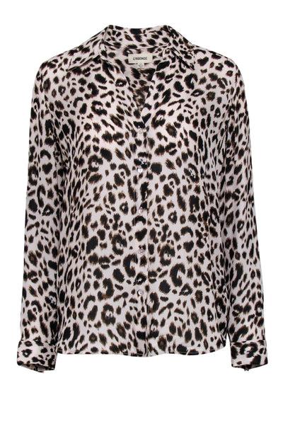 Current Boutique-L'Agence - Beige & Brown Leopard Print Button Up Blouse Sz S