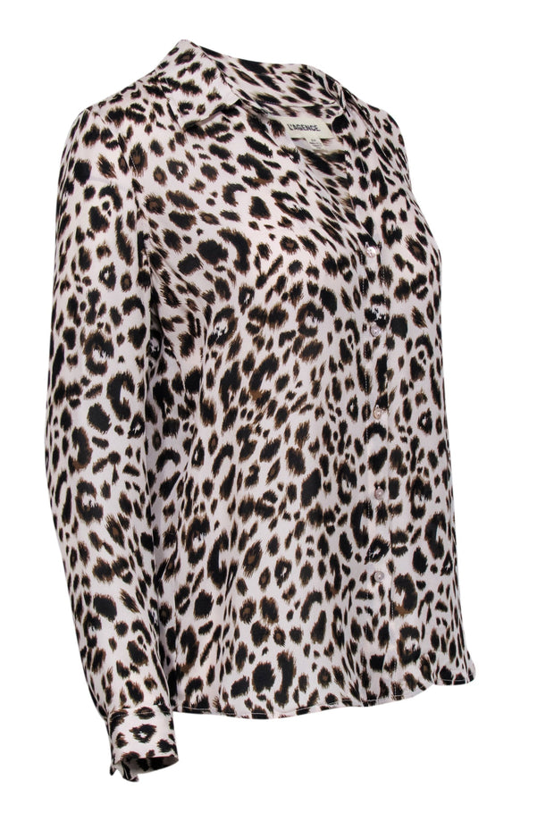 Current Boutique-L'Agence - Beige & Brown Leopard Print Button Up Blouse Sz S
