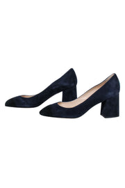 Current Boutique-L.K. Bennett - Navy Suede w/ Black Rounded Toe Block Heel Pumps Sz 8.5
