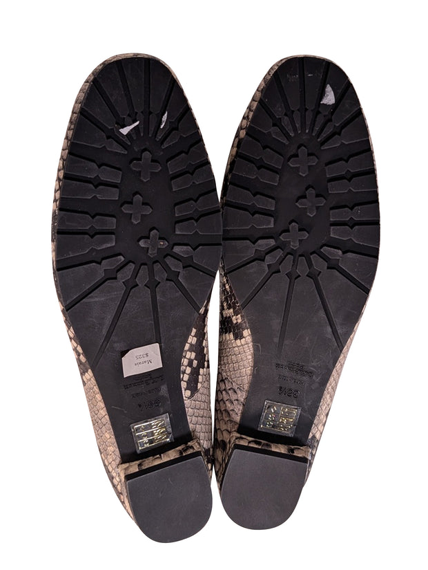 Current Boutique-L.K. Bennett - Cream & Black Snake Skin Print Leather Flats Sz 8.5