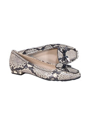 Current Boutique-L.K. Bennett - Cream & Black Snake Skin Print Leather Flats Sz 8.5