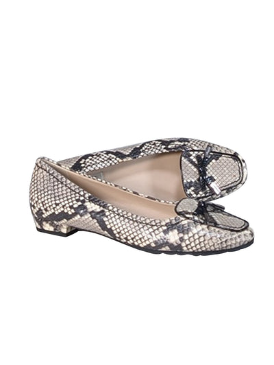 Current Boutique-L.K. Bennett - Cream & Black Snake Skin Print Leather Flats Sz 8.5