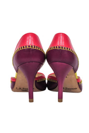 Current Boutique-L.K. Bennett - Purple, Pink, & Yellow Peep Toe Pumps w/ Contrast Stitching Sz 4