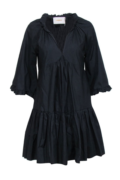 Current Boutique-La Double J - Black Cotton Shift Dress Sz L
