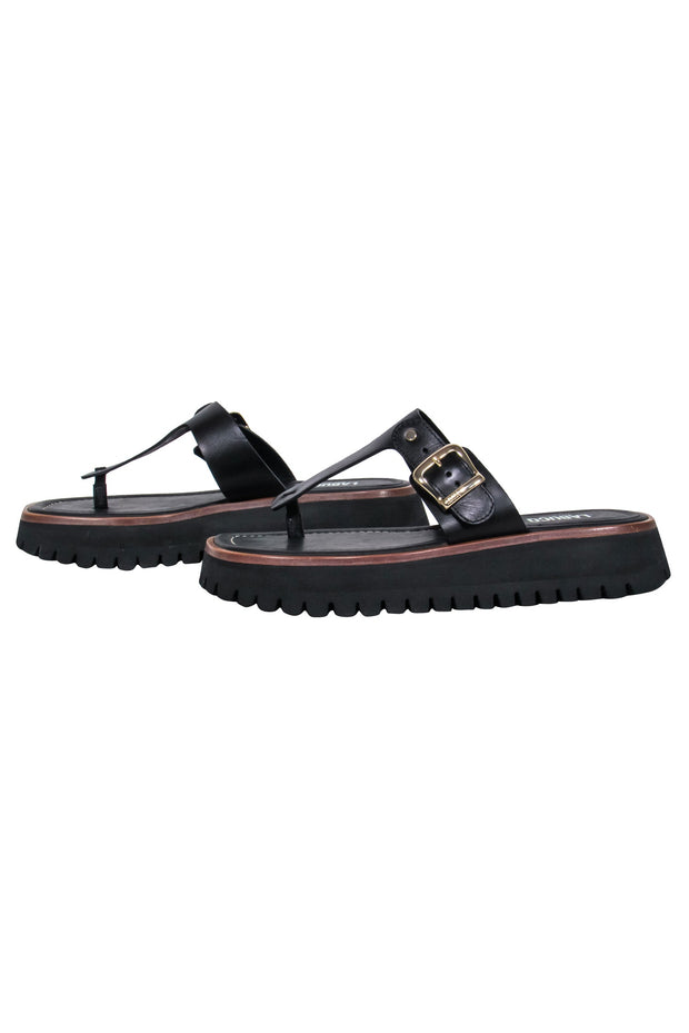 Current Boutique-Labucq - Black Leather Platform Sandals Sz 11